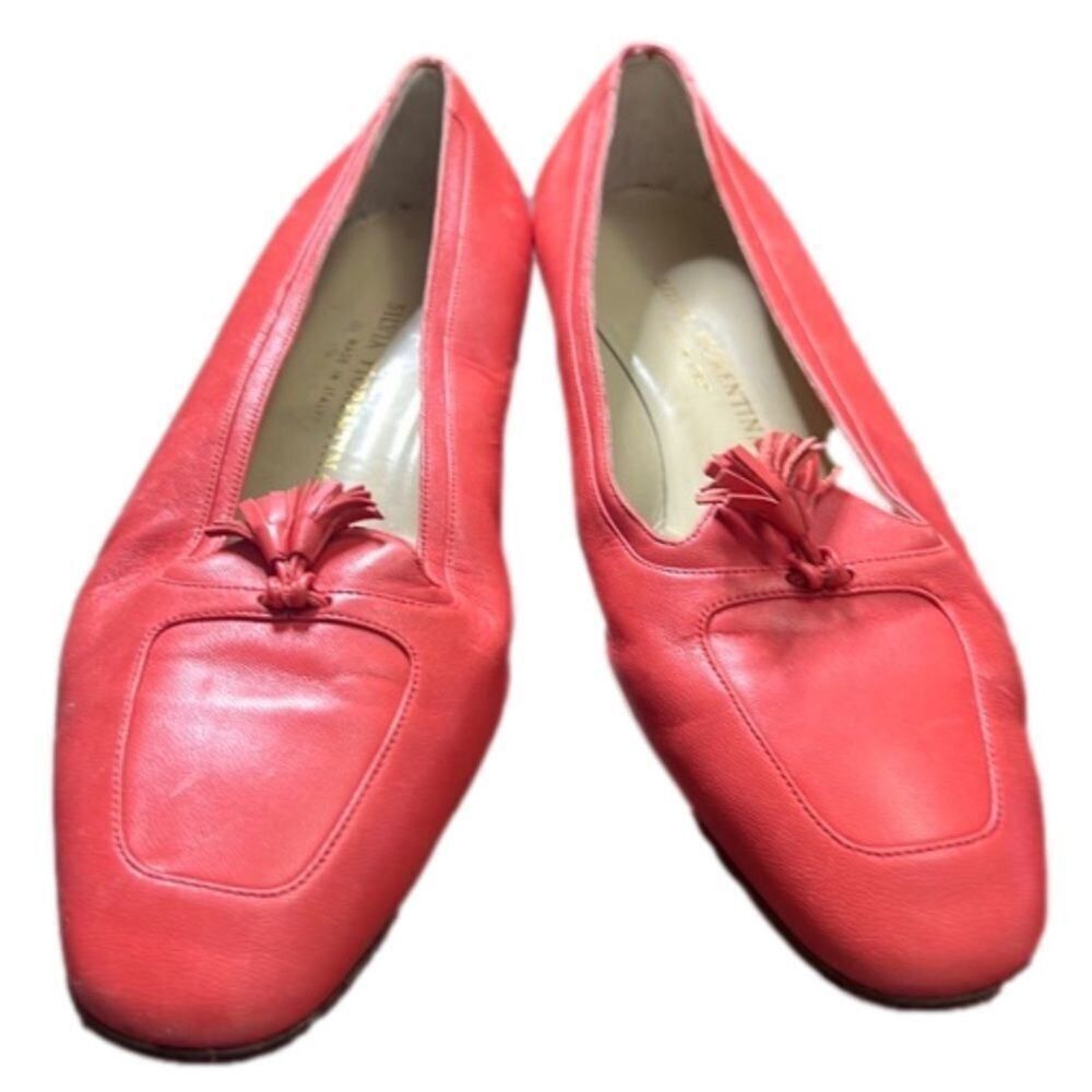 SILVIA FLORENTINA SALMON COLOR TASSEL FLAT LEATHER SHOES SIZE 8M